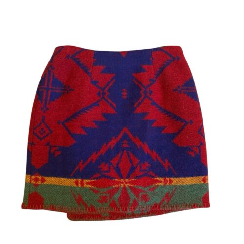 RALPH LAUREN Wool Skirt Equestrian Horse Indian Blanket Wrap Vintage Size 12 - Picture 3 of 7