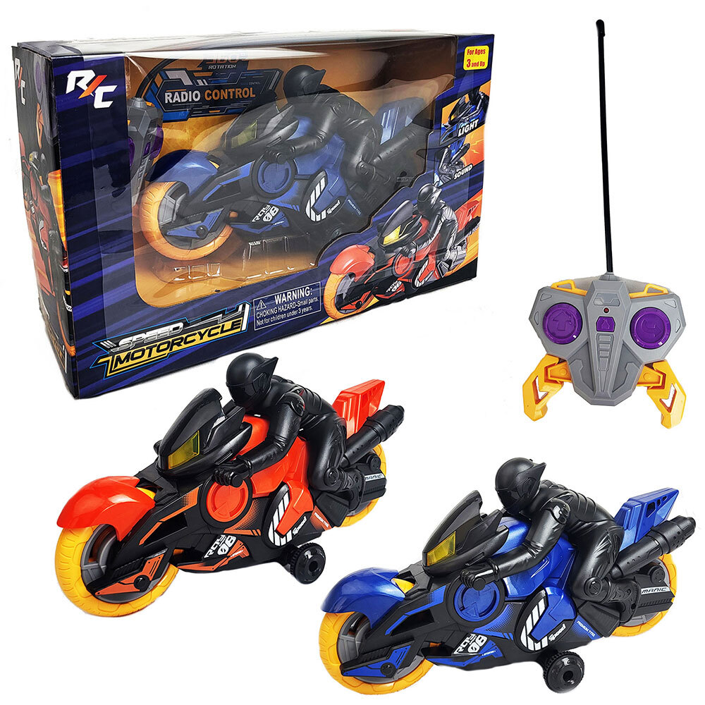 ホビーラジコン RC OFF-ROAD MOTOR BIKE 360° Rotating Drift Remote Control Motorcycle Toy High Speed