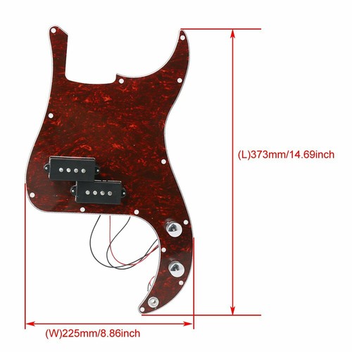 Loaded Pickguard 3 Ply Tortoise Shell w/ 2 Single Pickups for PB Bass Guitar - Picture 2 of 5