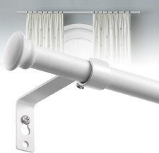 For Window size 24"-50" inch long Matte White metal Window Curtain Rod rail 1pk