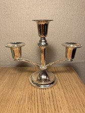 Candlestick For 3 Candles Chrome Plate Made In England 6&rdquo; Tall