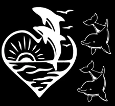 Dolphin 3 pack Vinyl Decals Car Window Tablet Tumbler Mugs Cups Notebook