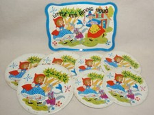 Vtg Ohio Art Tin Little Red Riding Hood Tray  Plates ONLY As-Is 