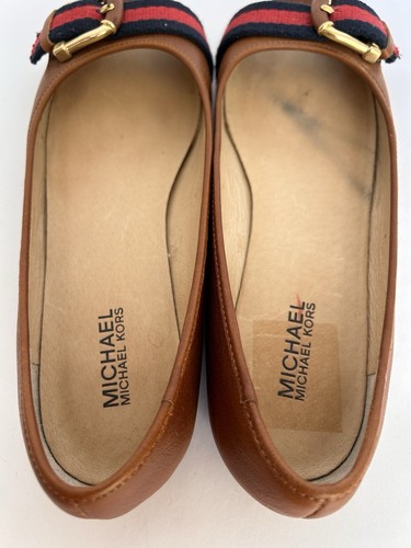 Michael Kors Leather Seaport Flats Open Toe in Brown Size 8 - Picture 6 of 16