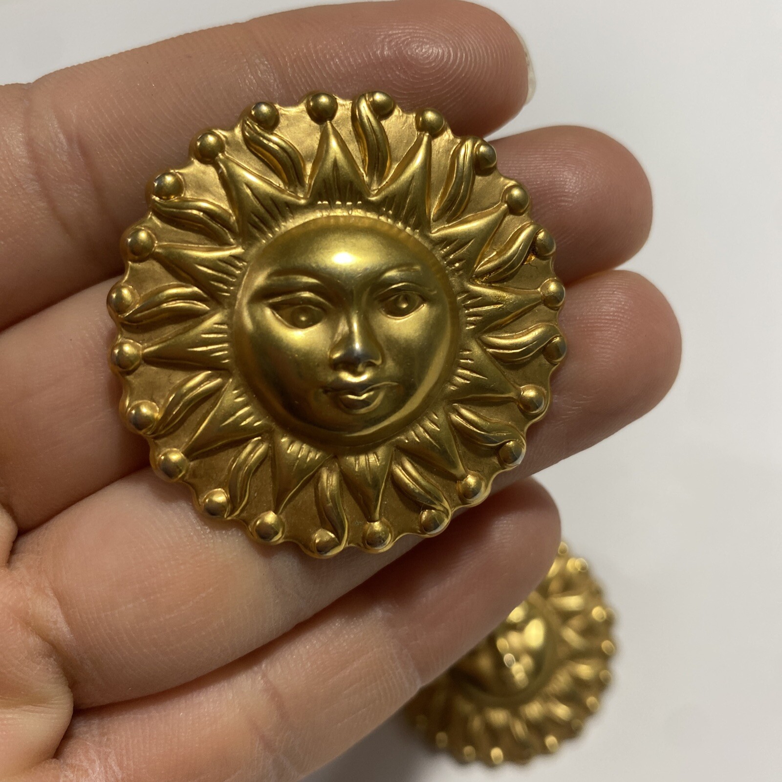 Celestial Statement Large Sun Brushed Gold Pierce… - image 2