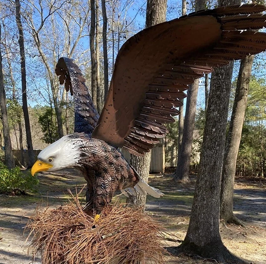 American Bald Eagle Large Outdoor Metal Statue Lawn Sculpture Garden Yard Art - Image 2 of 4