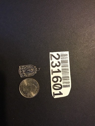 Vintage Silver Tone Italy Pendant Charm Our Lady Of The Rosary Jesus