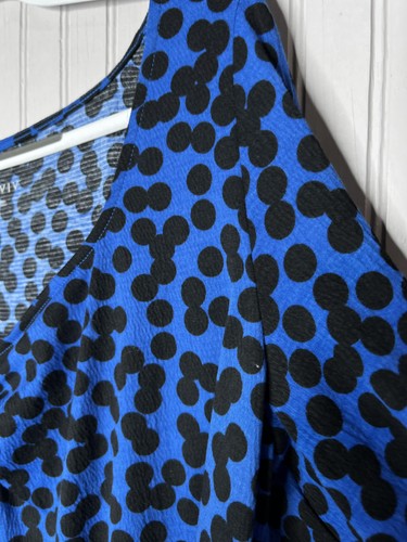 Robe femme Ava & Viv 2X bleu noir à pois cravate froncée fausse enveloppe carrière NEUF - Photo 7/13