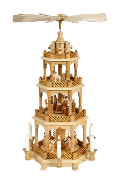 Pyramide Christi Geburt Mit Engeln Natur Bxhxt 29X58X29Cm Neu Holzpyramide Holz-image