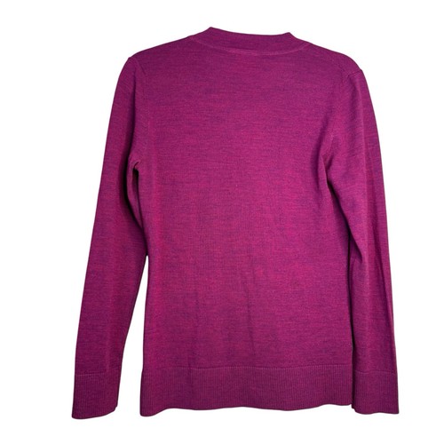 Tory Burch Simone Gold Button Front Merino Wool Cardigan in Purple - Size S - Picture 3 of 7