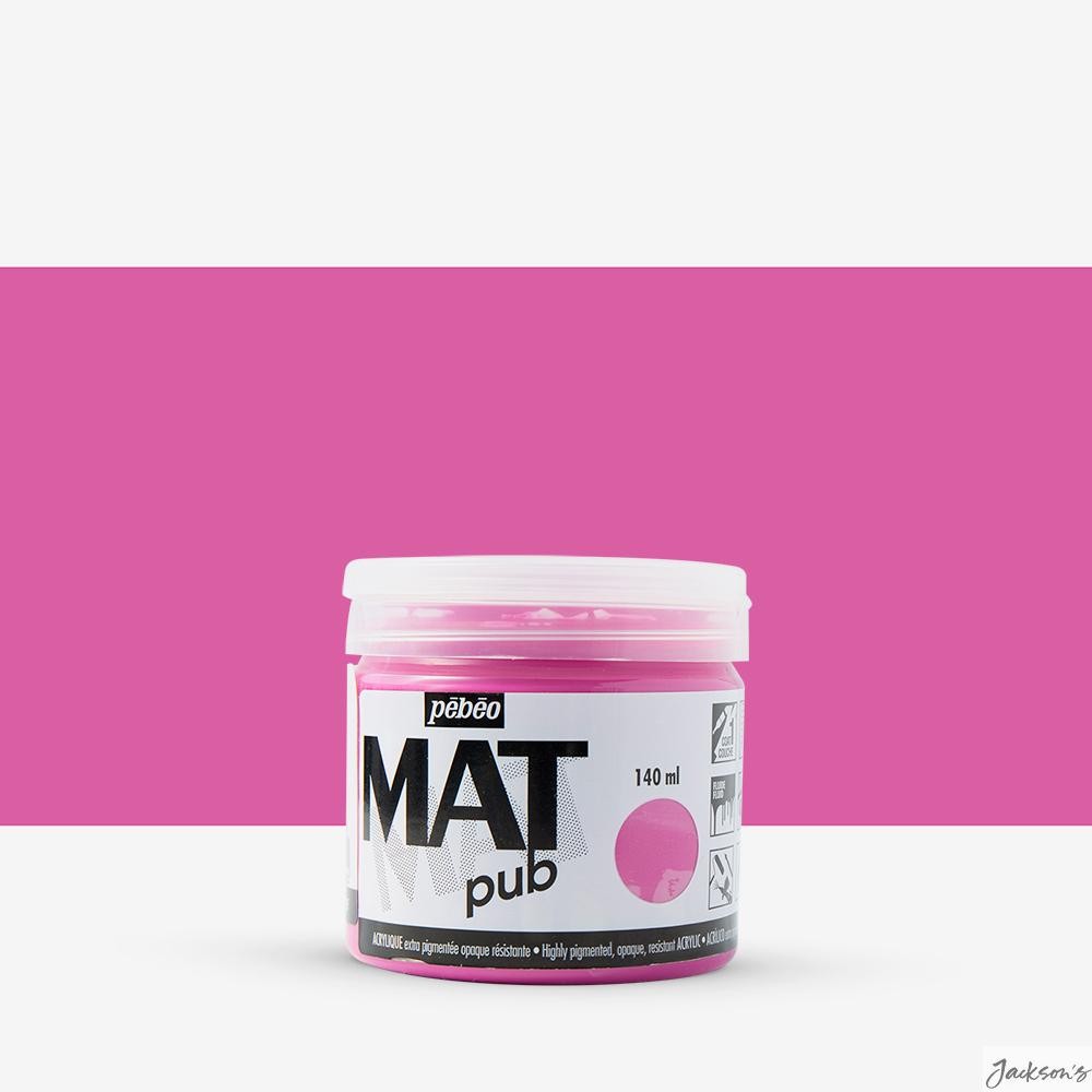 Pebeo Mat Pub Acrylic Paint Opaque Matt 140ml Tyrian Pink For Murals