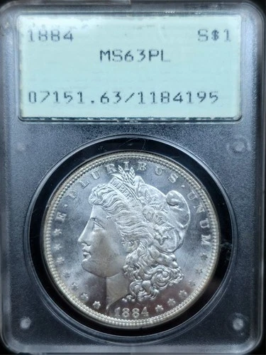 1884-P **RATTLER** PCGS MS63PL, Morgan Silver Dollar *Outstanding Prooflike GEM*