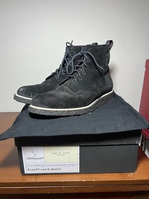 Rag & Bone Elliot Suede Lace Up Boot Black Size 43 Made in Italy