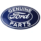 Vintage Genuine Ford Parts Porcelain Sign - Blue Oval Dealer Sign