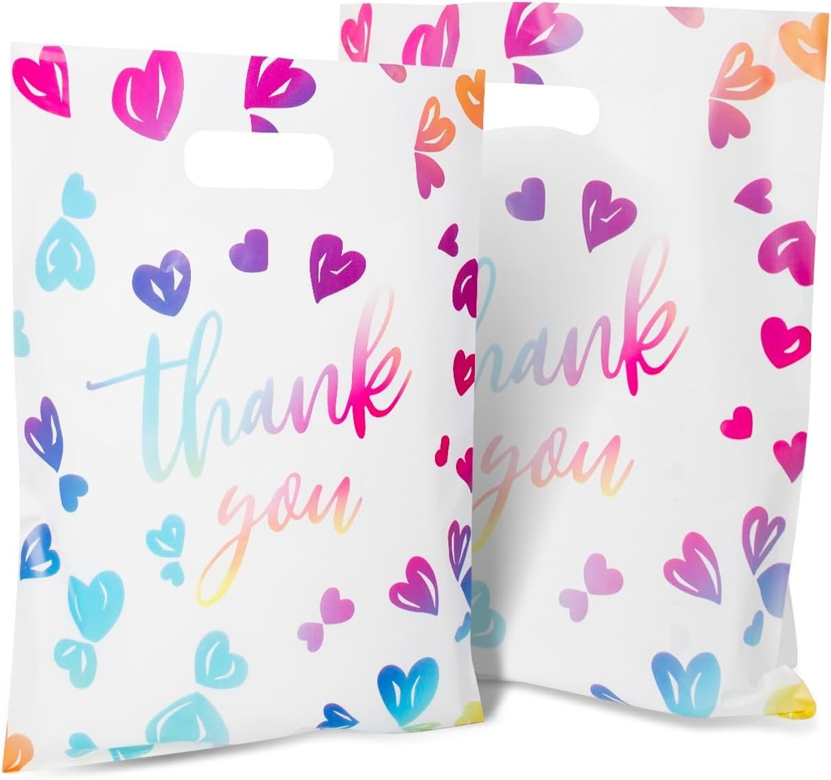 50Pcs 13.7 x 9.8 Thank You Plastic Bags for Business Small, 2.36Mil Boutique Me