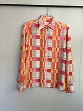 PINK By Thomas Pink UK  Pure Silk Button Up Blouse Pink & White Plaid Size 6 EUC