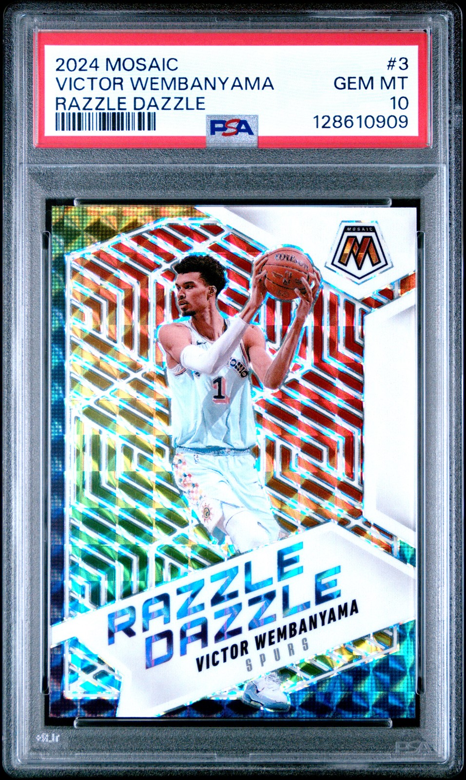 2024 PANINI MOSAIC RAZZLE DAZZLE #3 VICTOR WEMBANYAMA PSA 10