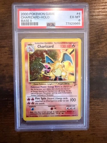 2000 POKEMON BASE SET 2 #4 CHARIZARD-HOLO PSA 6