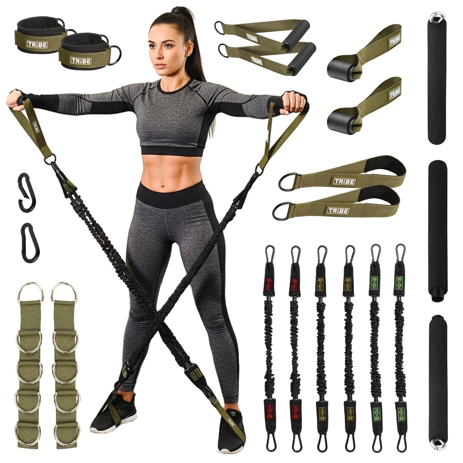 Tube Resistance Bands for Working Out Men and Women 180lb Exercise Bands Set...
