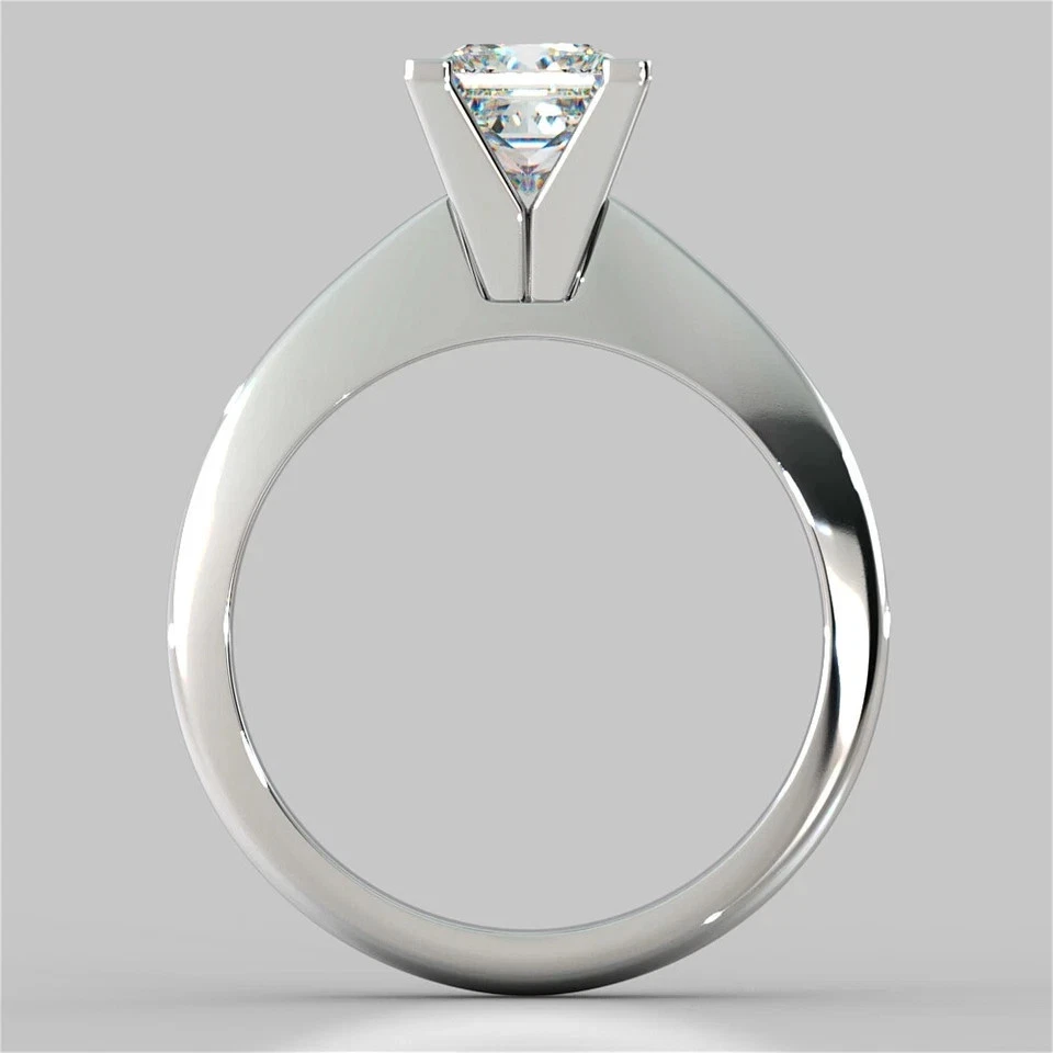 Lab-Created Princess Cut 1.35 Ct Diamond Wedding Ring Set 14K White Gold Finish - Image 3 of 4