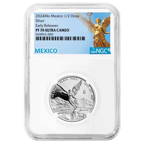 2024 Proof Silver Mexican Libertad Onza 1/2 oz NGC PF70UC ER Mexico Label
