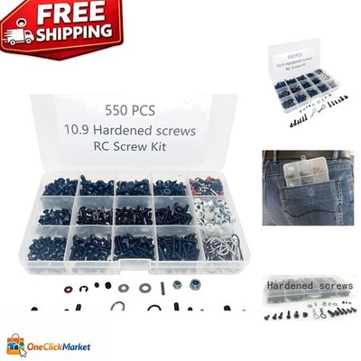 Hardened Steel Screw Kit - 1000pcs Assorted RC Fasteners for 1:8 to 1:16 Scale