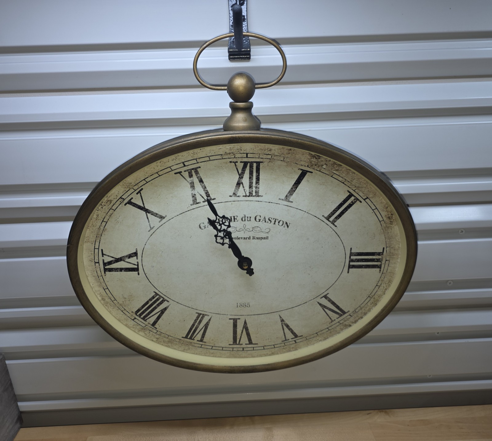 Large Round Wall Clock Vintage French Style 'Galerie Du Gaston' 1885 Brass Frame