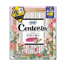 Unicharm Sofy Center-in Compact 1/2 Winged Pads 30.5cm 12pc - Natural Floral