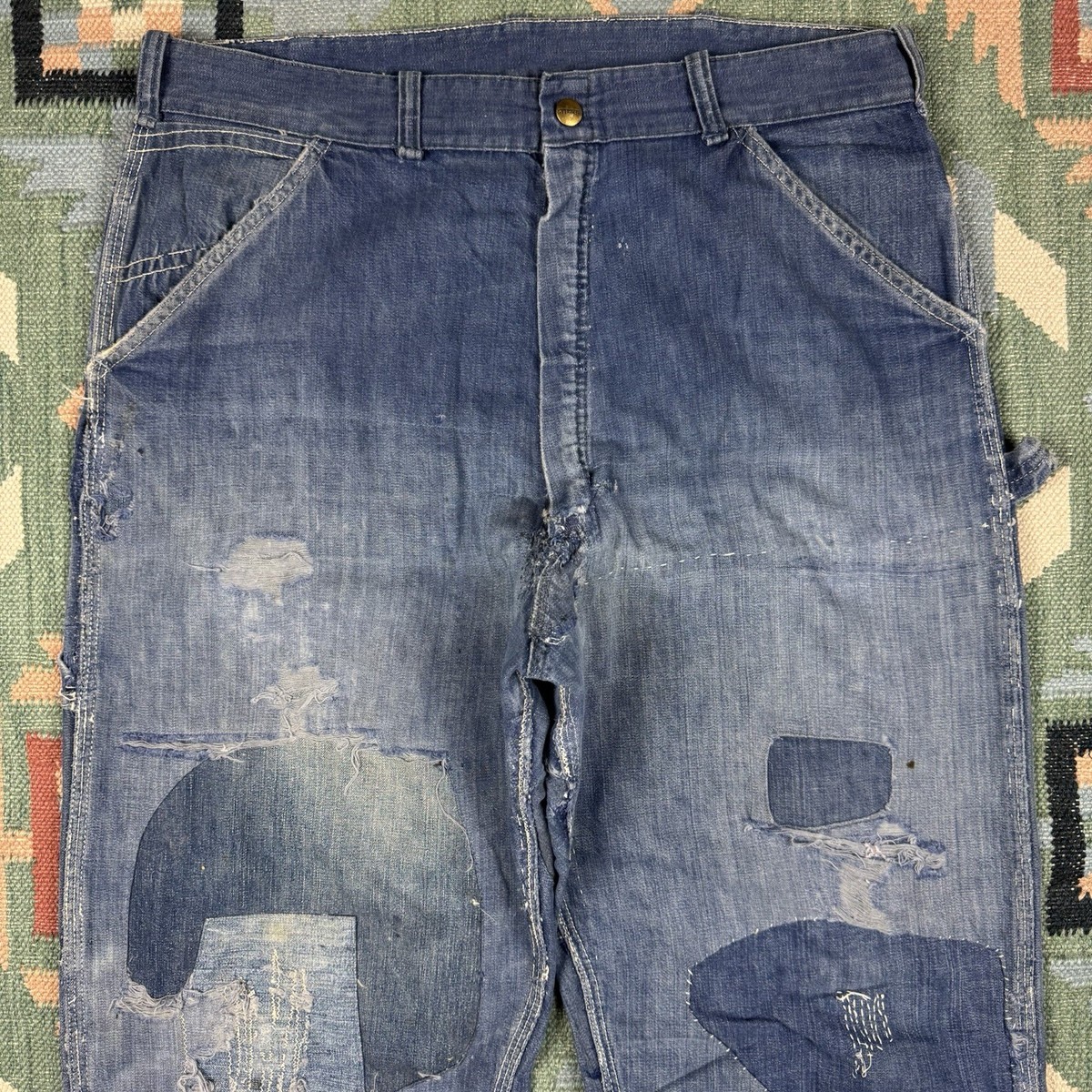 Vintage 50s Hercules Carpenter Farm Distressed Denim Pants