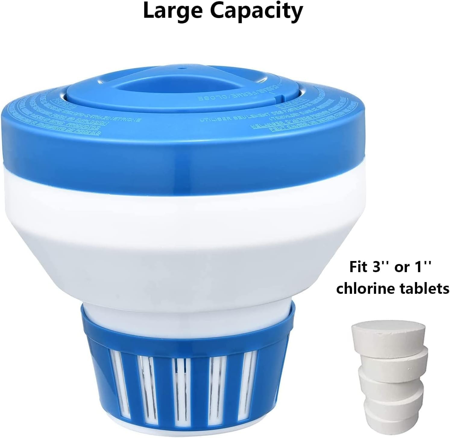 Floating Chlorine Dispenser, Pool Spa Chlorine/Bromine Floater,7" Large Capacity