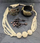 Vintage Costume Jewelry Lot Boho Ethnic Brass Bracelets Wear Or Resale 1980s
