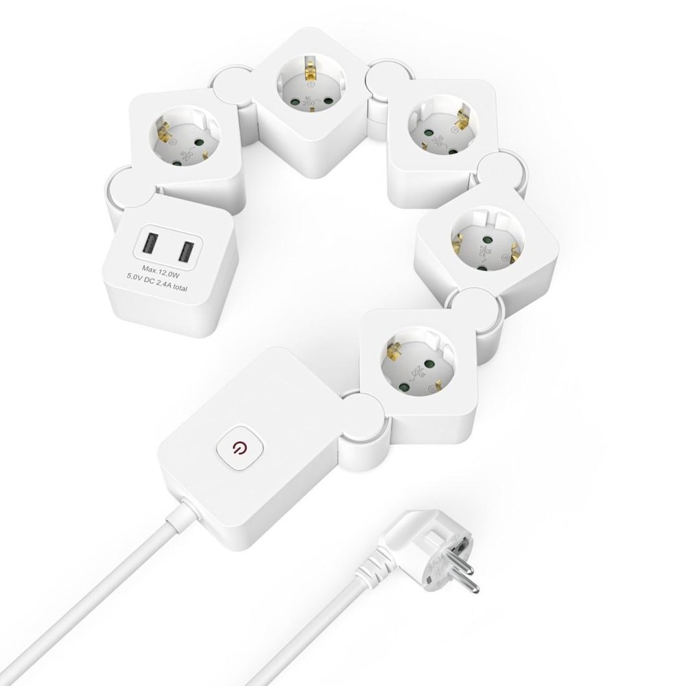 HAMA Steckdosenleiste, 5-фазный, USB-A, 12 Вт, гибкий, Schalter, 1,4 #31826557