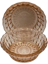 Pink Windsor by Jeanette Glass 2 Berry Finger Bowls 1930s Depression Glassware