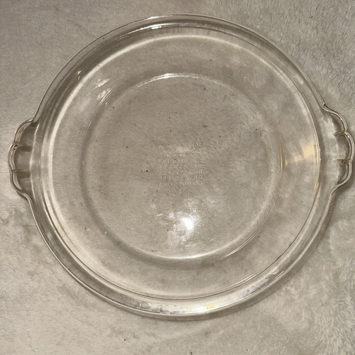 PYREX Pie Plate #207 Clear Glass 18cm w/Scalloped Handles Corning NY USA 7” VTG