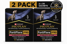 2 PACK Purina FortiFlora PRO Plan Veterinary SYNBIOTIC DOG Supplement 60 Sachets