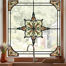 Window Stickers,  Stained Glass Window Privacy Film, UV Blocking Static Cling fo