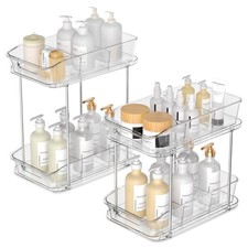 2 Tier Pull-Out Organizer for Bathroom Kitchen, Under Sink Storage with Divid...