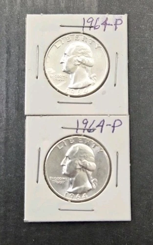 1964 P Washington Quarters Lot Of 2 Brilliant Uncirculated