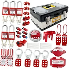  Lockout Tagout Kit Electrical Loto - Group Lockout Hasps, Black box kit