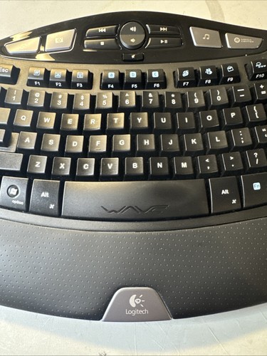 Logitech Wave Y-UV90 Corded Ergonomic USB Keyboard Black Tested Working Clean - Picture 3 of 12