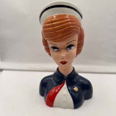 Vintage 1994 Ceramic Head Vase Lady Mattel Nurse Barbie 19×13×9cm Rare Japan F/S