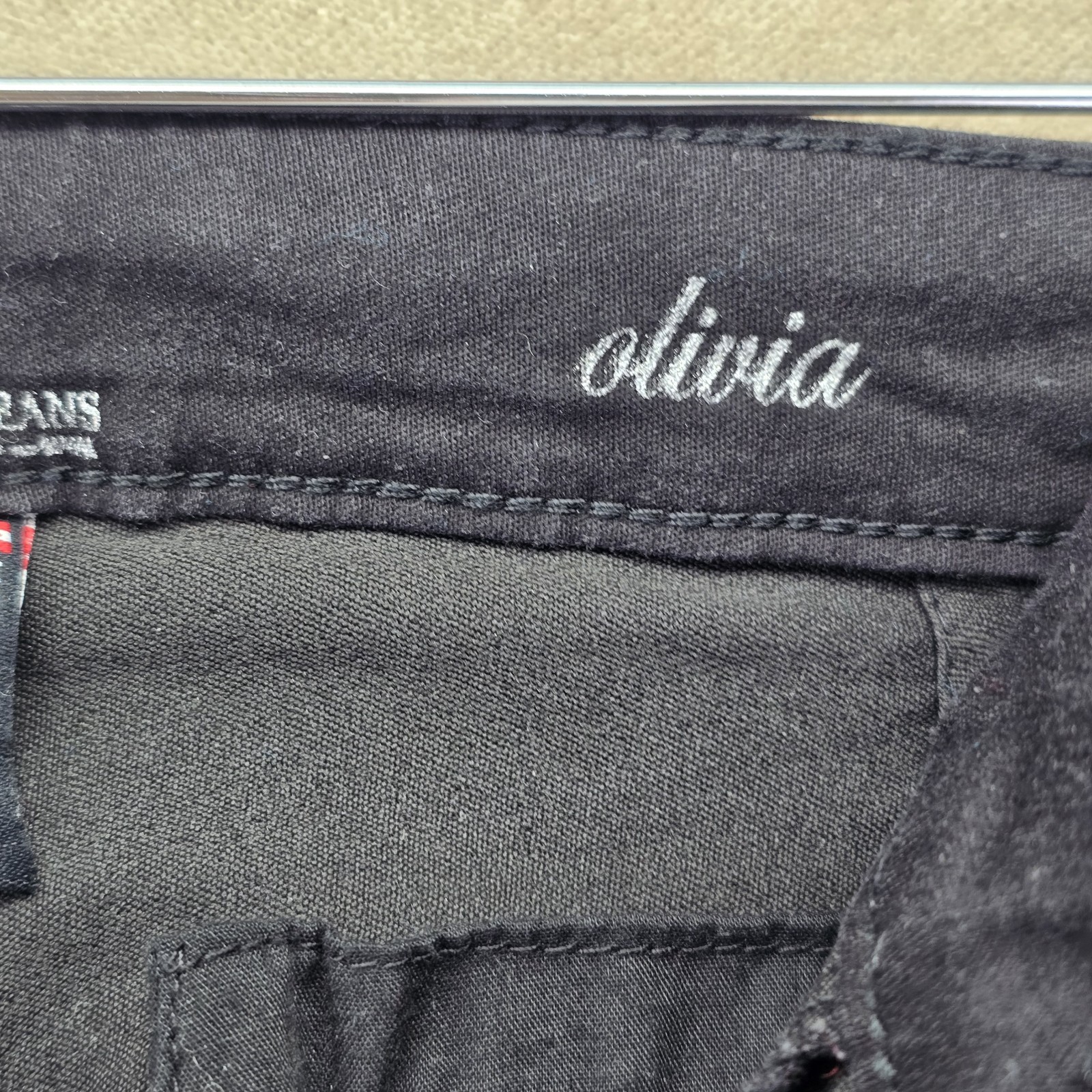 Fdj Womens Black Mid Rise Wide Leg Long Olivia Trouser Pants W/ Pockets Size 8