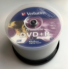 Verbatim DVD R 4.7GB 16x Blank Printable AZO Dye Discs   Open Box 50 pack 