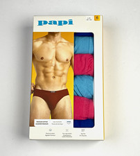 Papi Low Rise Briefs Premium Cotton Tagless 6 Pack Men  s Sz L Blue / Pink