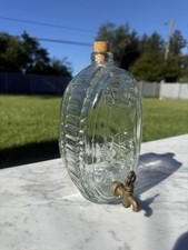 Dispensador de bebidas de barril de vidrio de colección con grifo con motivo de vid de uva tapón de corcho