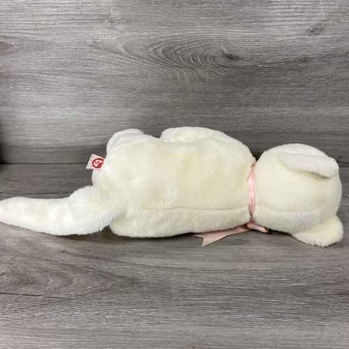 Ty Beanie Buddies FLIP weiße Katze Plüsch blaue Augen rosa Schleife Stofftier Spielzeug - Bild 5 von 9