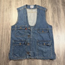 Vintage 90s Knockout Denim Utility Vest Mens Size MEDIUM Made In USA