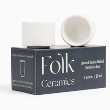 Leonard Ceramic Espresso Cups | Set Of 2 3oz Whisper White | Modern Stackable De