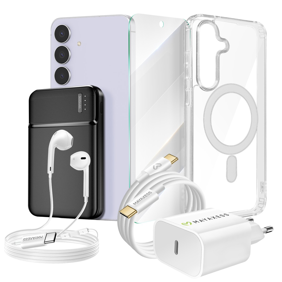 Accessoires Galaxy S25 FE avec coque et batterie externe - Kit de voyage pour photographe nomade