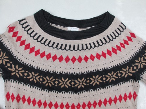 Suéter Talbots Mujer Mediano Negro Fair Isle Pullover Tejido Vacaciones Navidad - Imagen 3 de 7